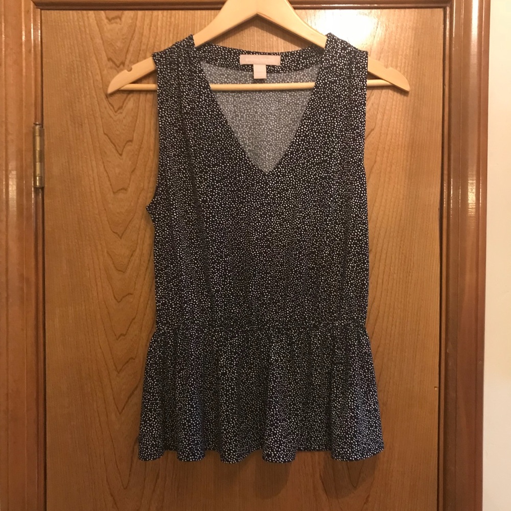 Banana Republic Dark Blue and White Dotted Sleeveless Blouse